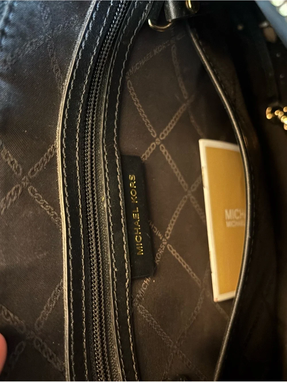 Michael Kors Black Quilted Leather Shoulder Bag with Gold Hardware